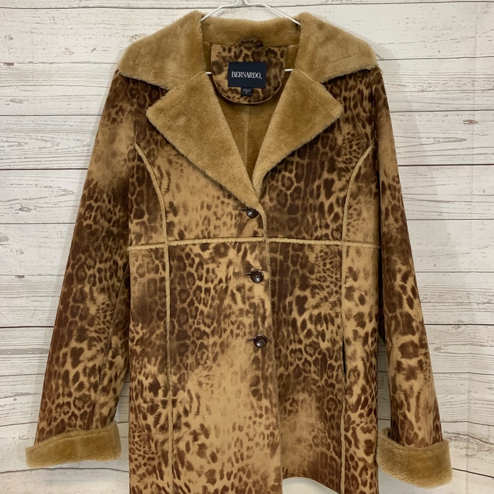 Bernardo faux fur faux suede animal print jacket S